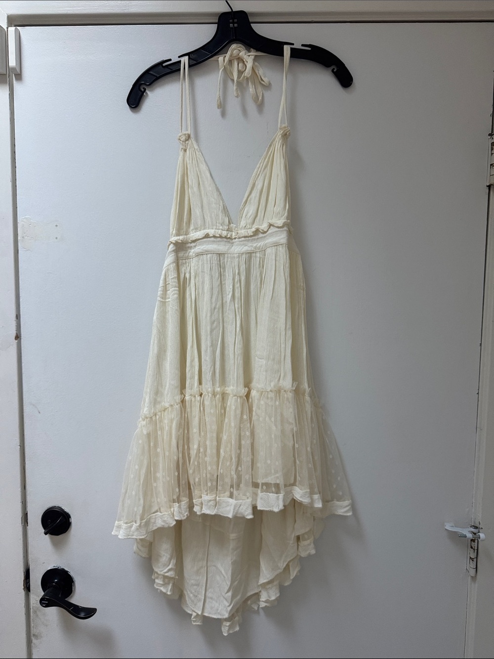 Bohemian Cream Halter Mini Dress